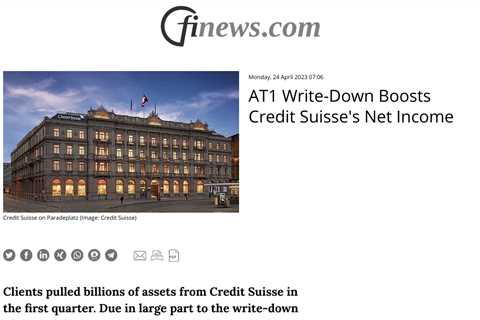 Credit Suisse reports CHF 61.2bn outflows in Q1 2023 and large writedown at wealth management unit